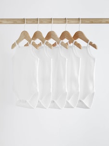 White 7 Pack Baby Strappy Bodysuits