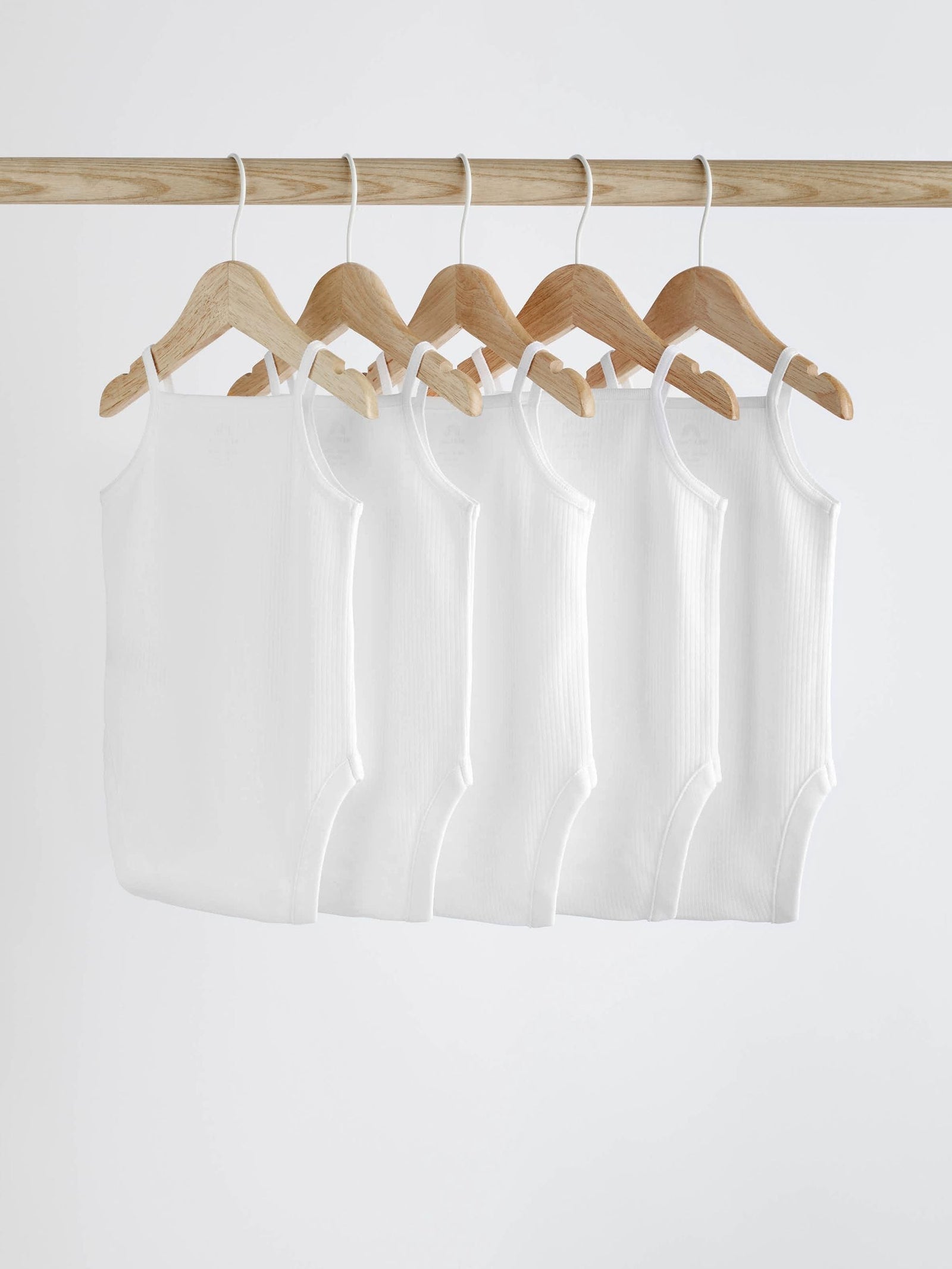 White 5 Pack Baby Strappy Bodysuits