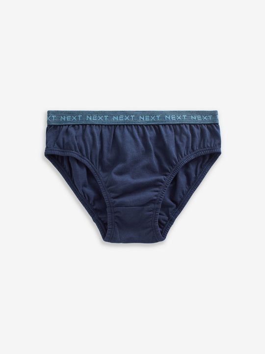 Blue Jacquard waistband 100% Cotton Briefs 5 Pack (1.5-16yrs)