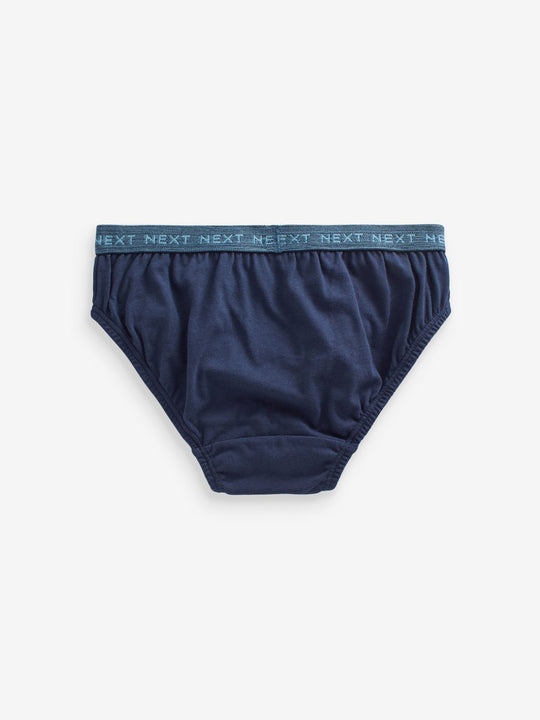 Blue Jacquard waistband 100% Cotton Briefs 5 Pack (1.5-16yrs)