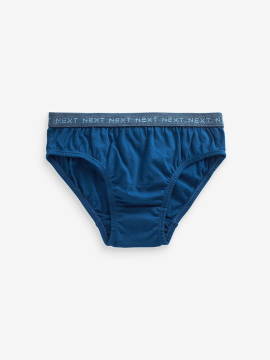 Blue Jacquard waistband 100% Cotton Briefs 5 Pack (1.5-16yrs)