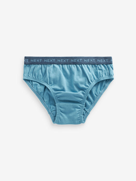 Blue Jacquard waistband 100% Cotton Briefs 5 Pack (1.5-16yrs)