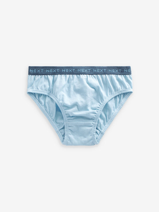 Blue Jacquard waistband 100% Cotton Briefs 5 Pack (1.5-16yrs)