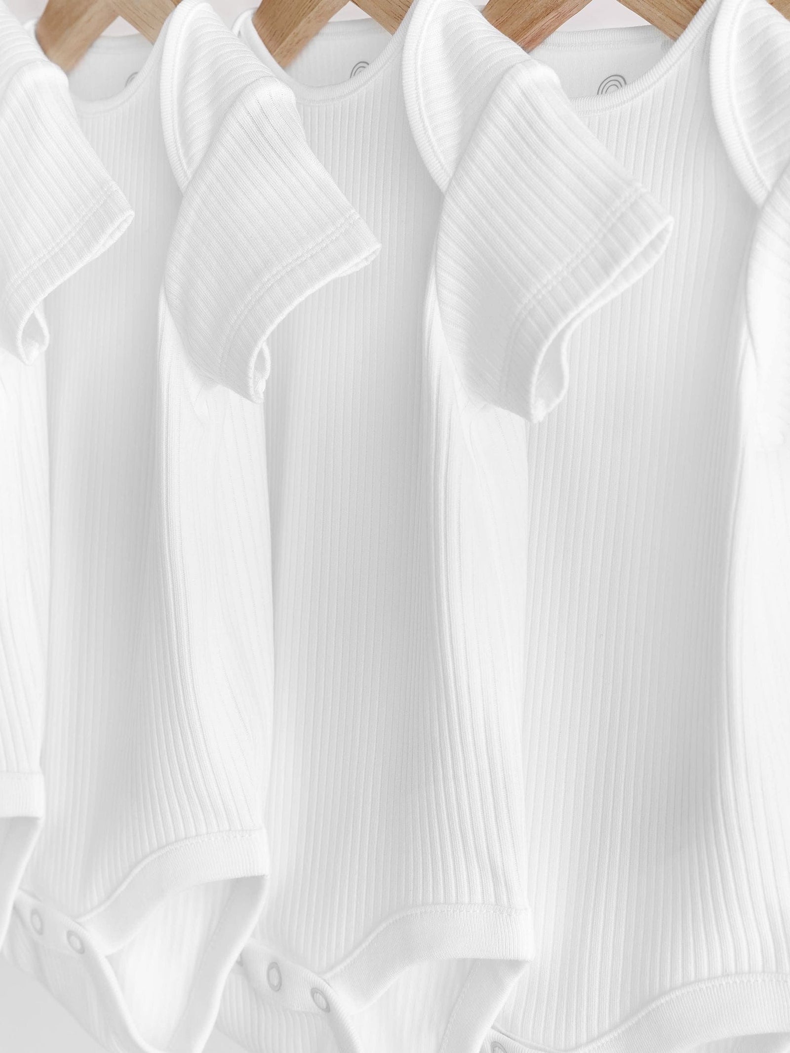 White Rib Short Sleeve Baby Bodysuits 5 Pack
