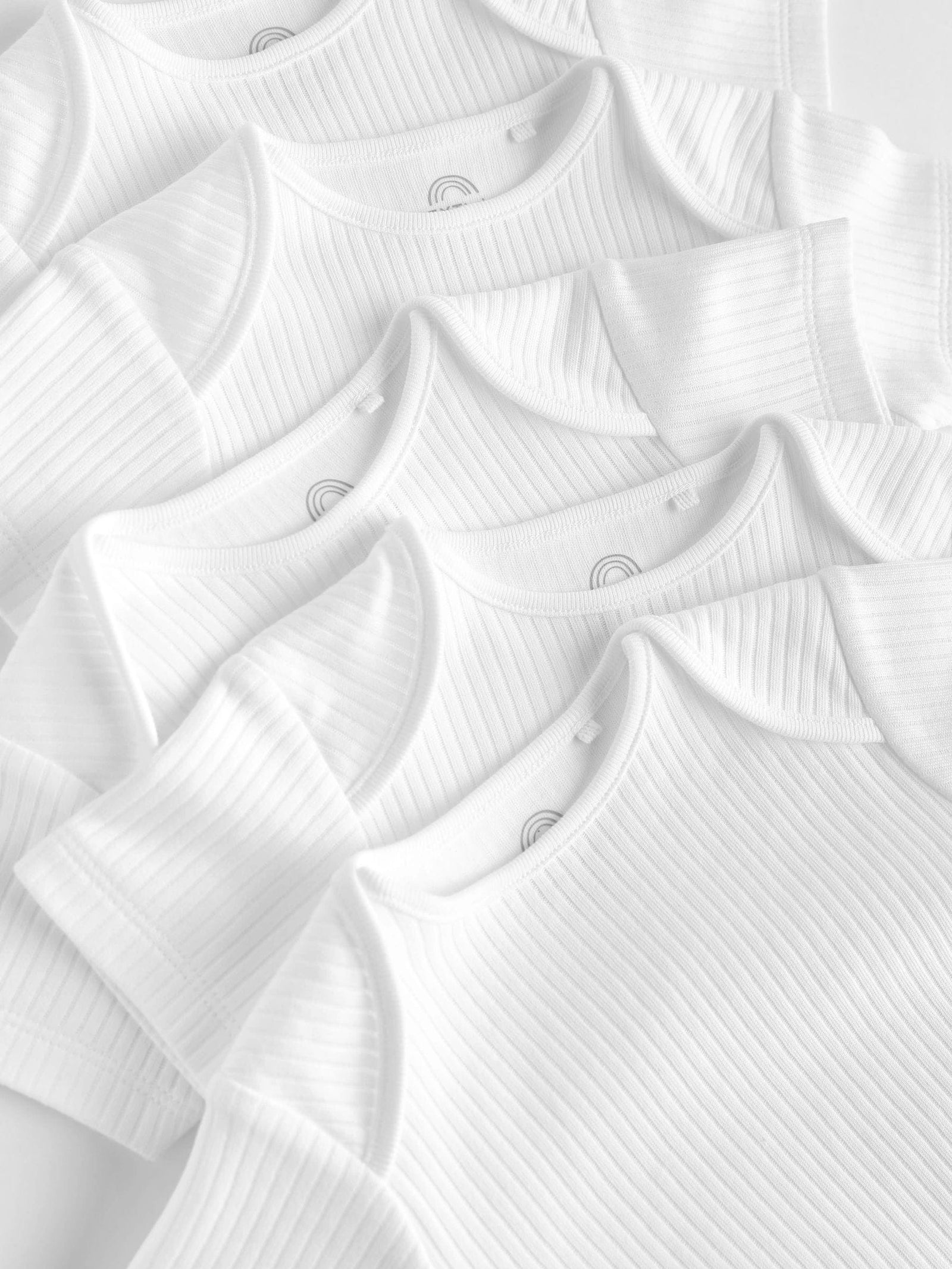 White Rib Short Sleeve Baby Bodysuits 5 Pack