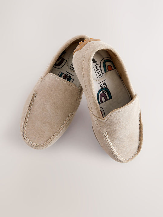 Natural Stone Standard Fit (F) Suede Slip-Ons Loafer Shoes