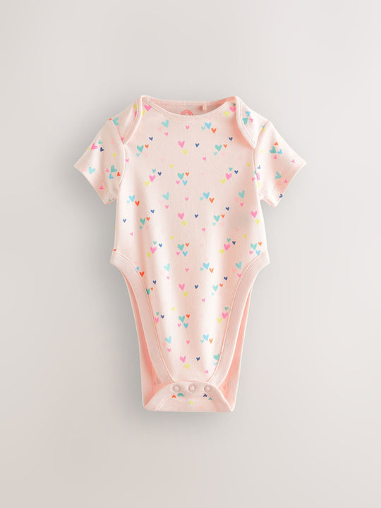 Pink 3 Pack Hip Dysplasia Short Sleeve Baby Bodysuits