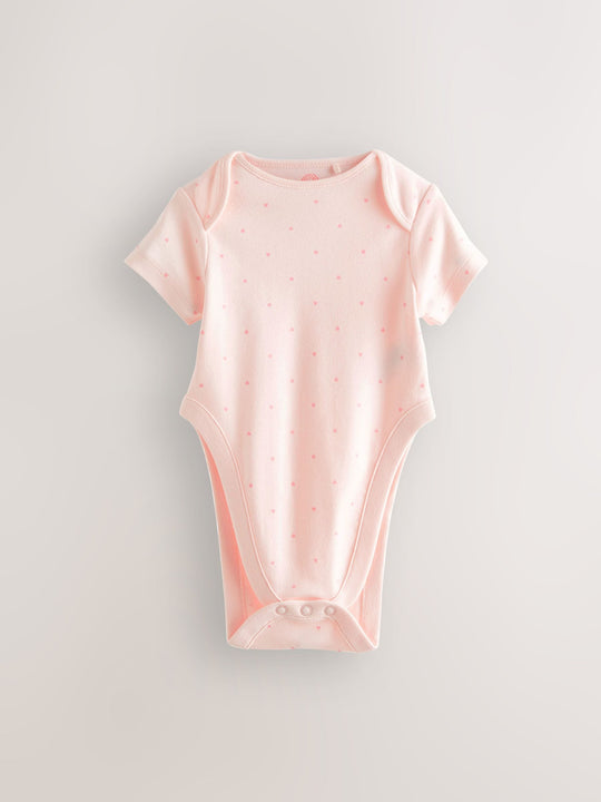 Pink 3 Pack Hip Dysplasia Short Sleeve Baby Bodysuits