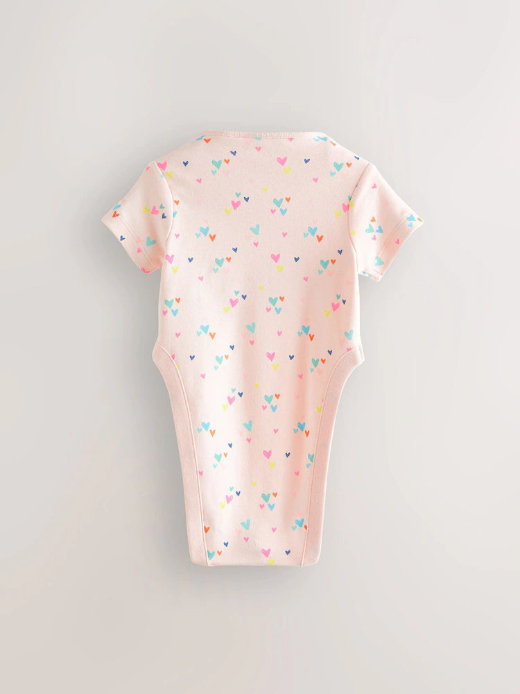 Pink 3 Pack Hip Dysplasia Short Sleeve Baby Bodysuits
