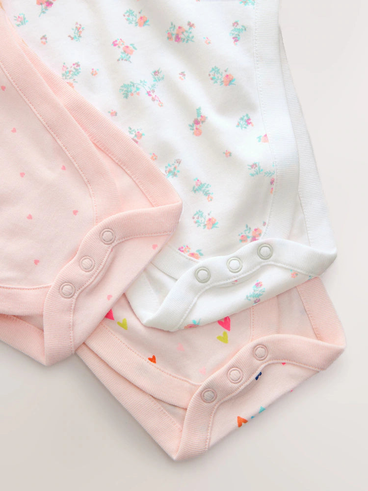 Pink 3 Pack Hip Dysplasia Short Sleeve Baby Bodysuits