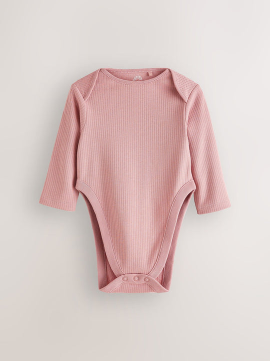 Pink 3 Pack Hip Dysplasia Long Sleeve Baby Bodysuits