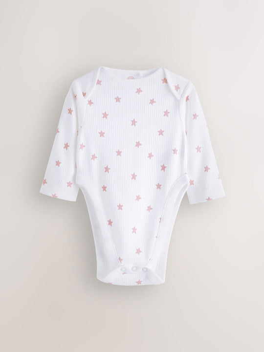 Pink 3 Pack Hip Dysplasia Long Sleeve Baby Bodysuits