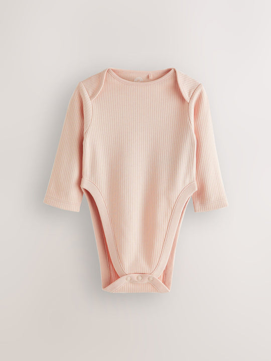 Pink 3 Pack Hip Dysplasia Long Sleeve Baby Bodysuits