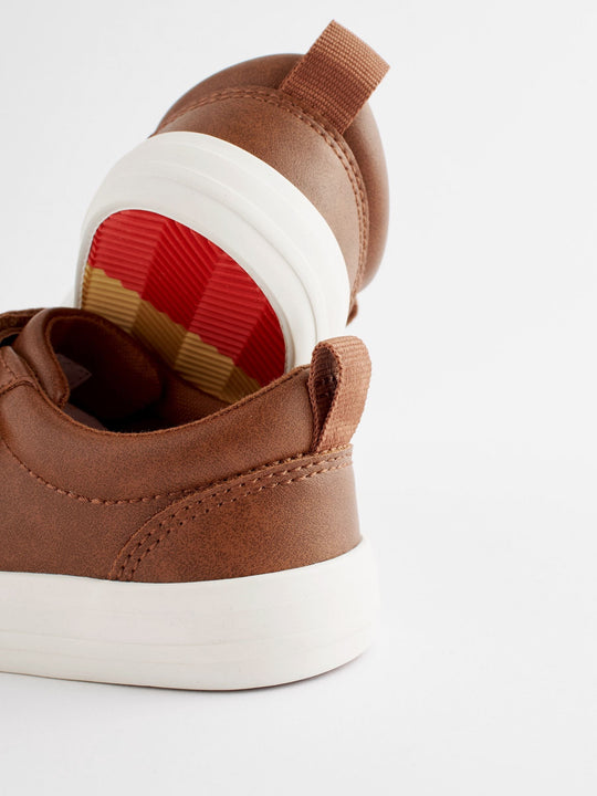 Tan Brown Standard Fit (F) Two Strap Touch Fastening Trainers