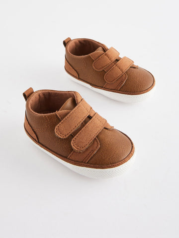 Tan Brown Touch Fastening Baby Trainers (0-2mths)