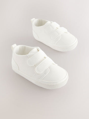 White Two Strap Baby Trainers