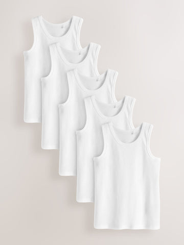 White Vests 5 Pack (1.5-16yrs)