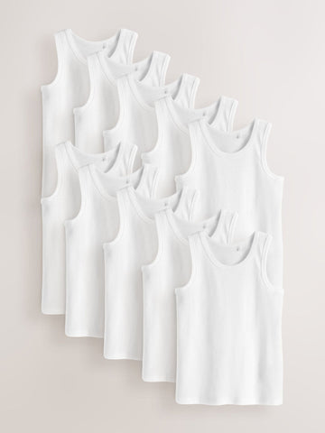 White Cotton Vests 10 Pack (1.5-16yrs)