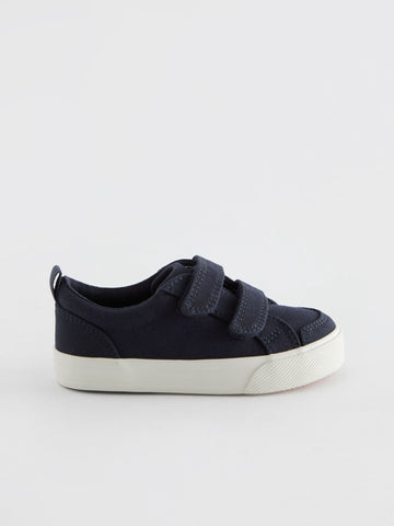 Navy Canvas Standard Fit (F) Two Strap Touch Fastening Trainers