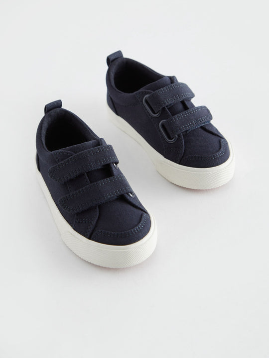 Navy Canvas Standard Fit (F) Two Strap Touch Fastening Trainers