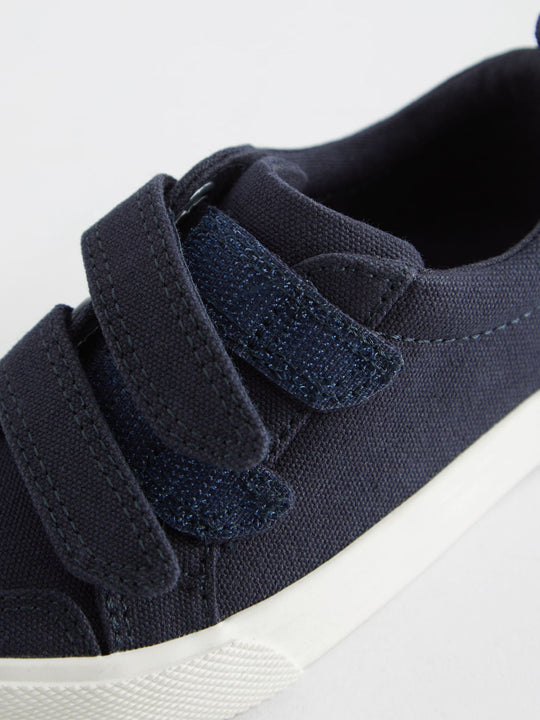 Navy Canvas Standard Fit (F) Two Strap Touch Fastening Trainers