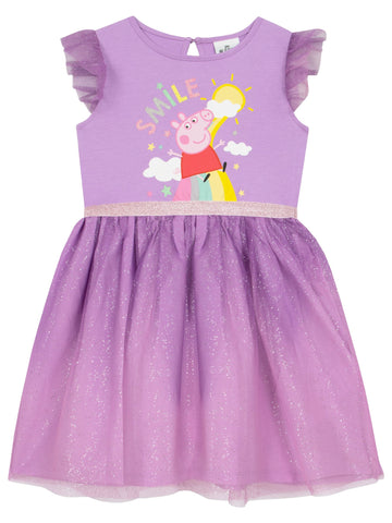 Character Purple Peppa Pig 100% Cotton Party Dress