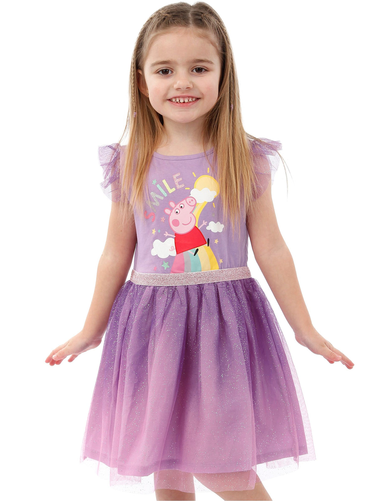 Character Purple Peppa Pig 100% Cotton Party Dress