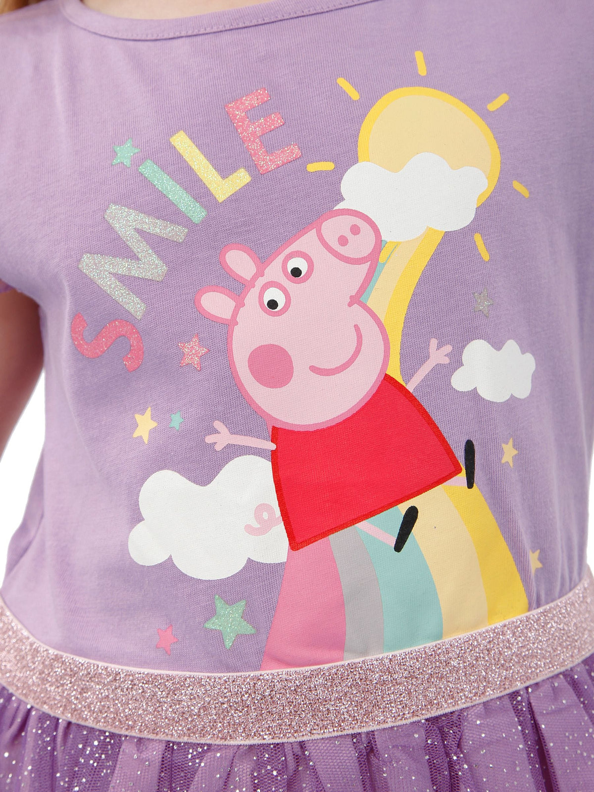 Character Purple Peppa Pig 100% Cotton Party Dress