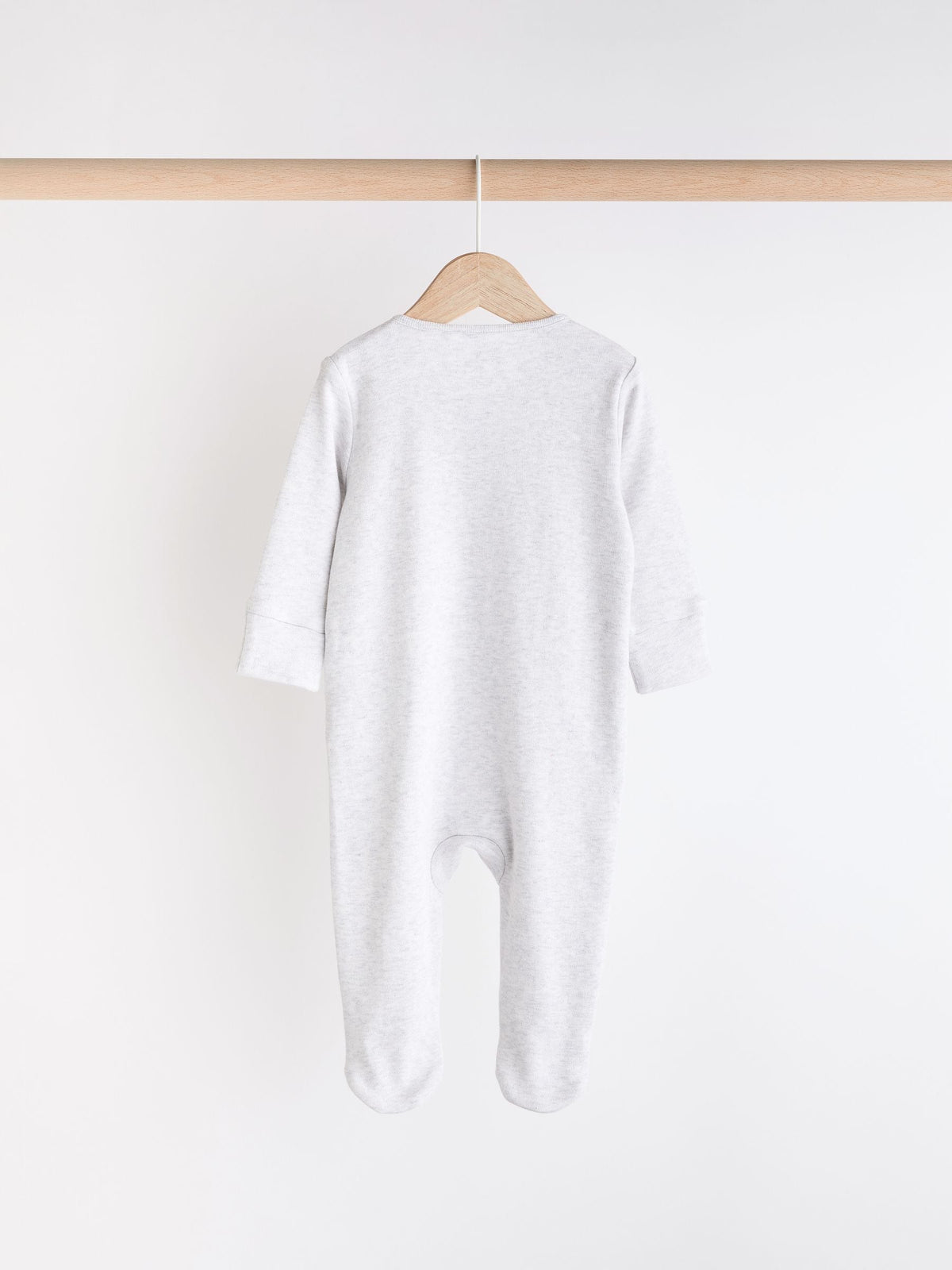 Grey Essential Zipped 100% Cotton Baby Sleepsuits 3 Pack (0-3yrs)