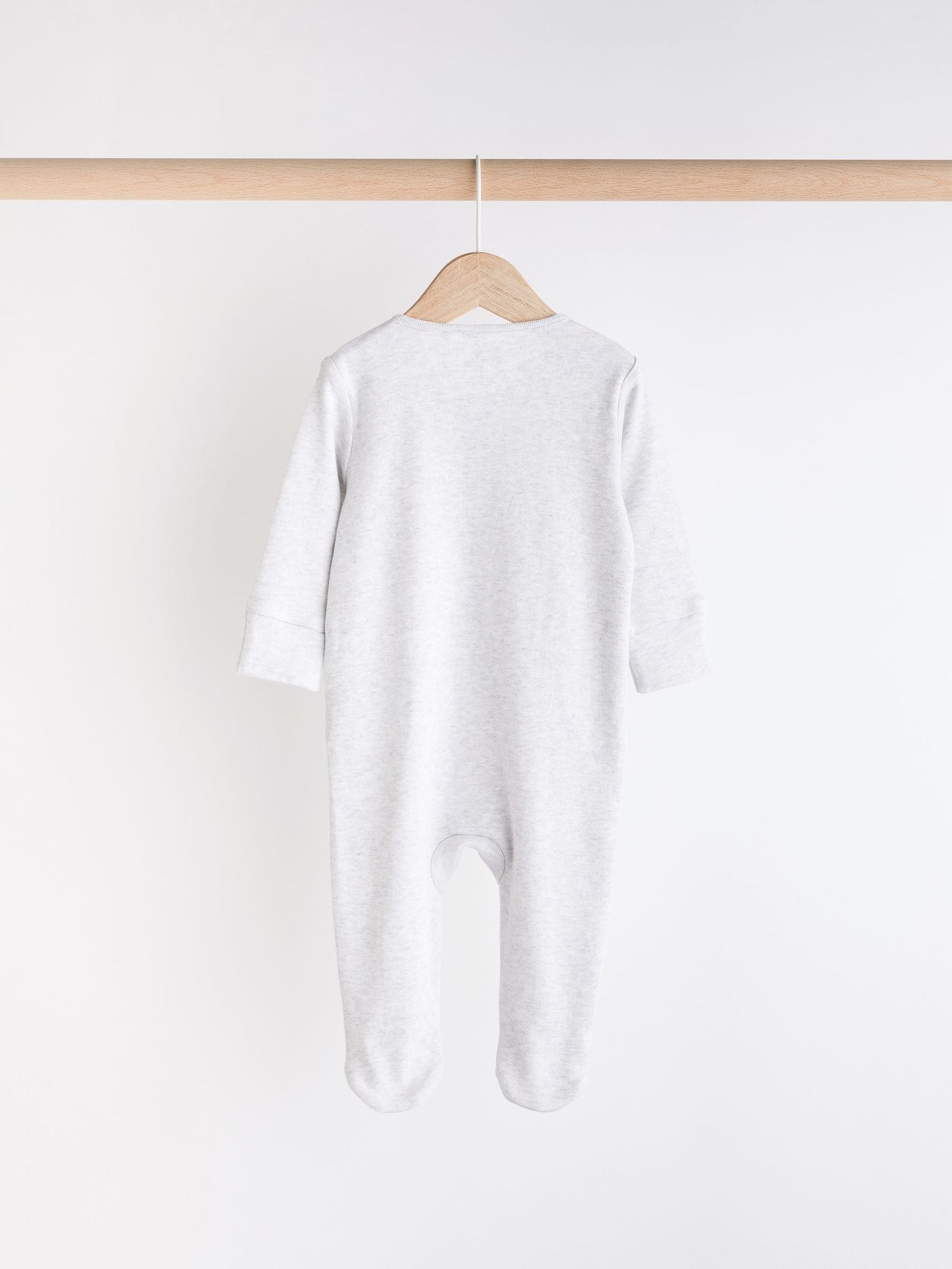 Grey Essential Zipped 100% Cotton Baby Sleepsuits 3 Pack (0-3yrs)
