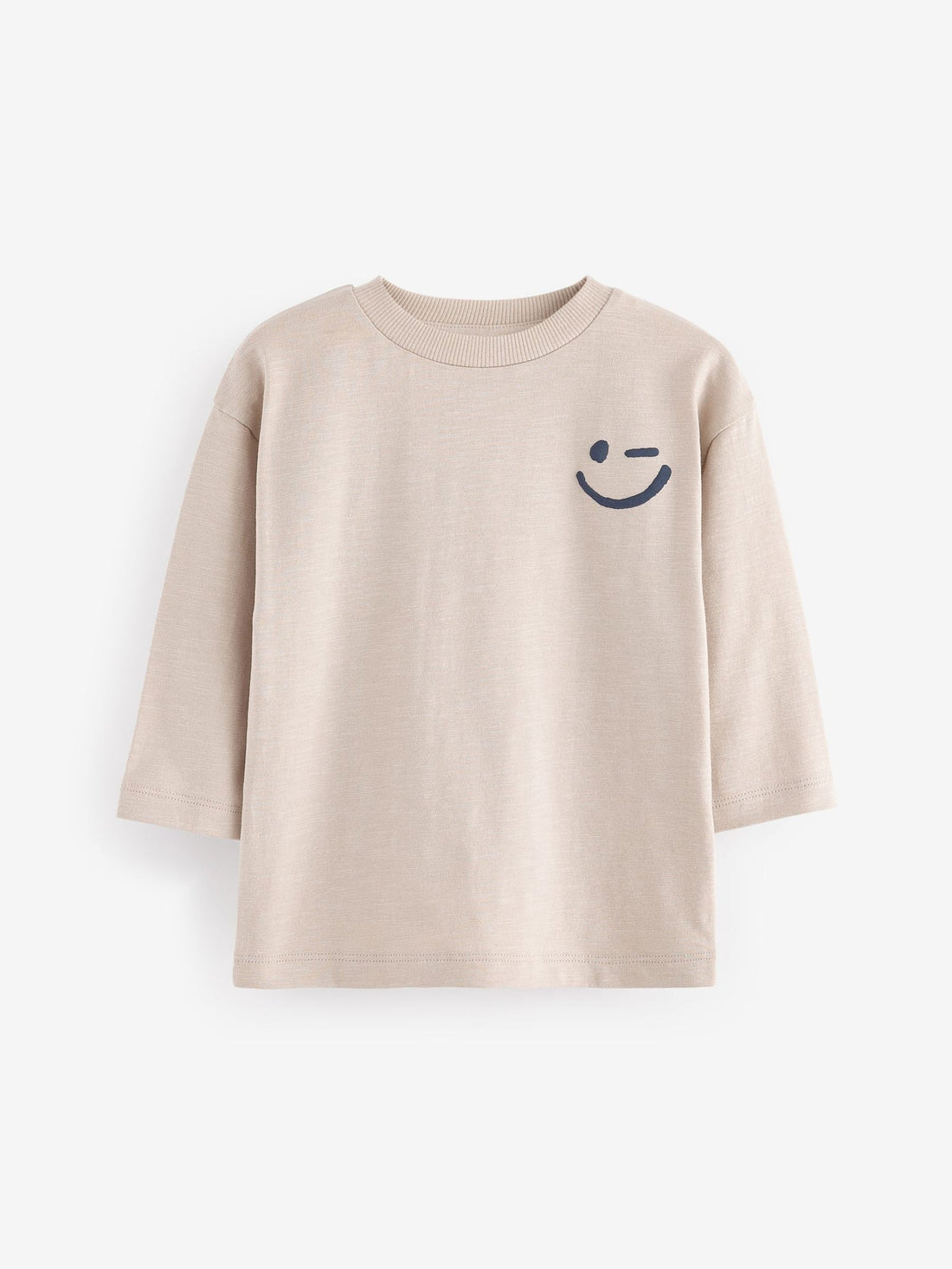 Ecru Cream Long Sleeves Semi Plain T-Shirt (3mths-7yrs)
