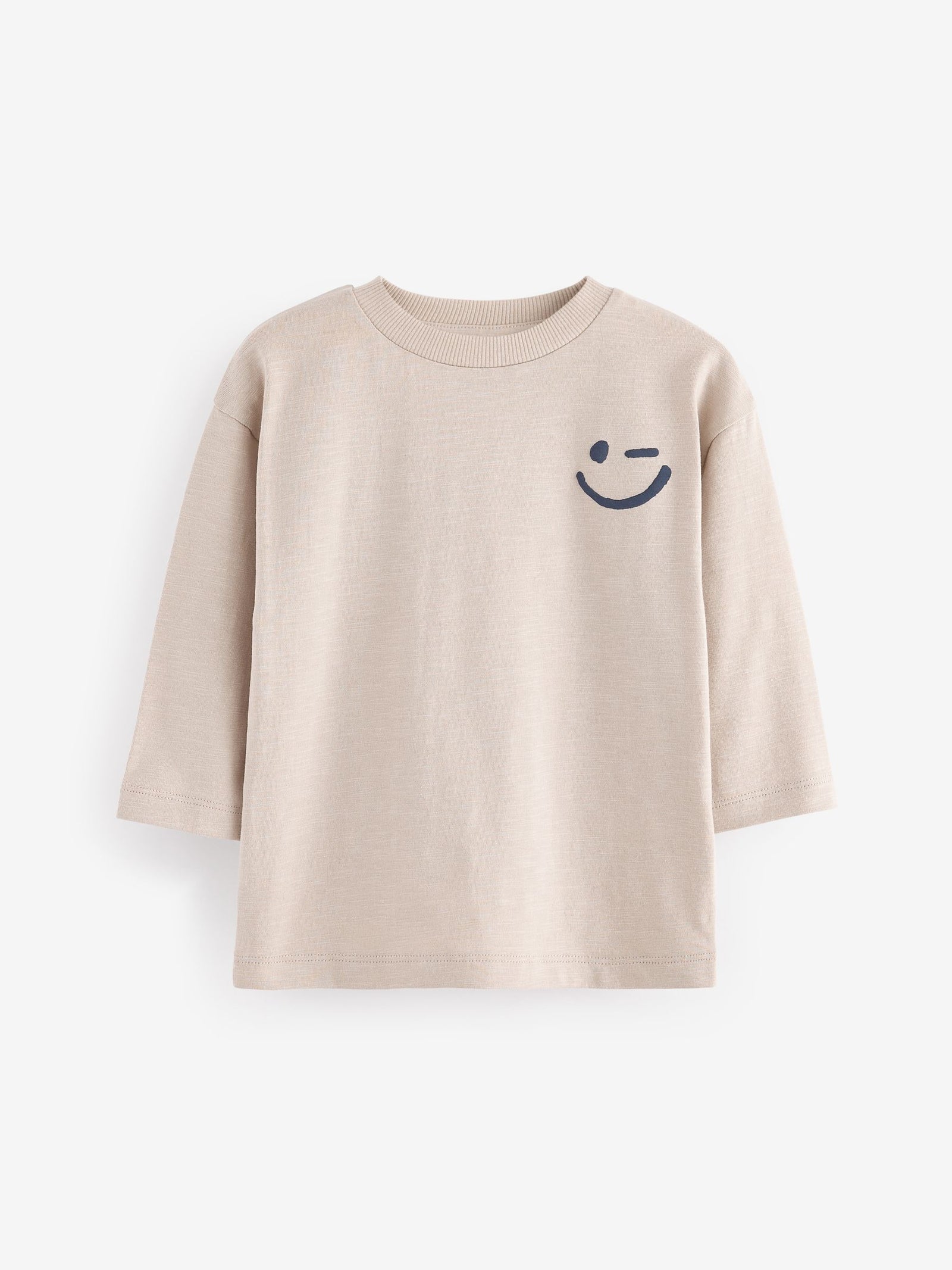 Ecru Cream Long Sleeves Semi Plain T-Shirt (3mths-7yrs)