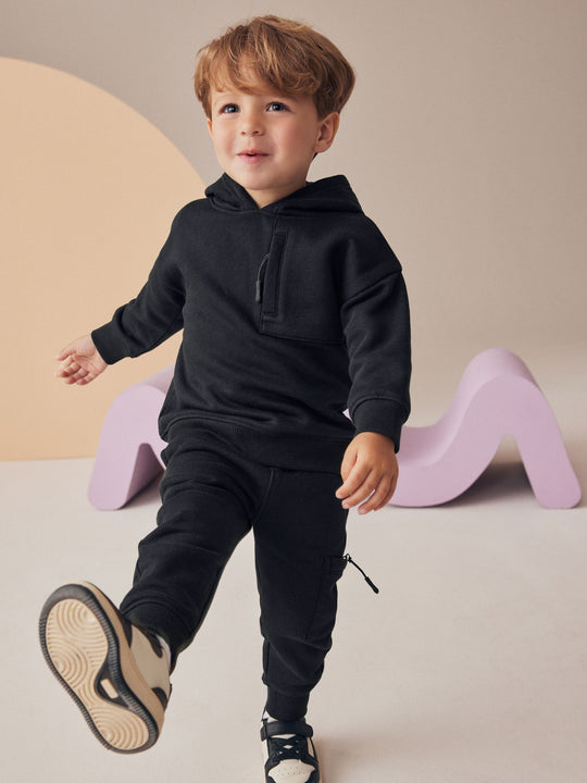 Black Utility Hoodie and Joggers Set (immediate)