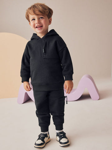 Black Utility Hoodie and Joggers Set (immediate)