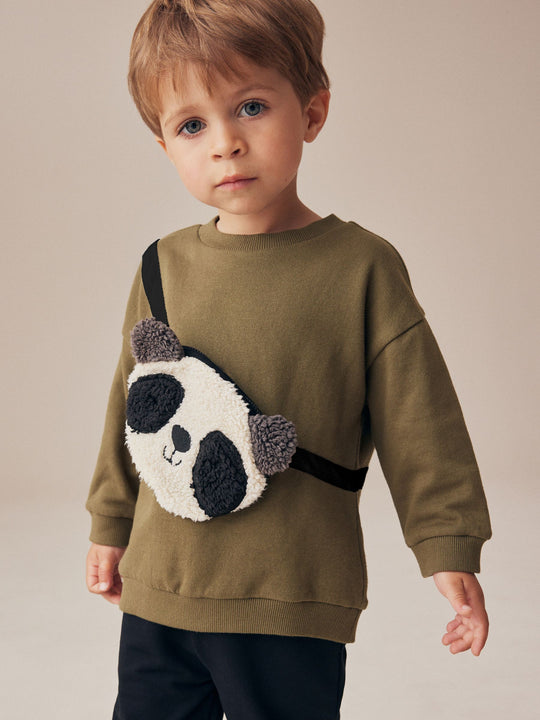 Khaki Green Panda Utility Bumbag Crew Neck 100% Cotton Sweatshirt and Joggers Set (immediate)