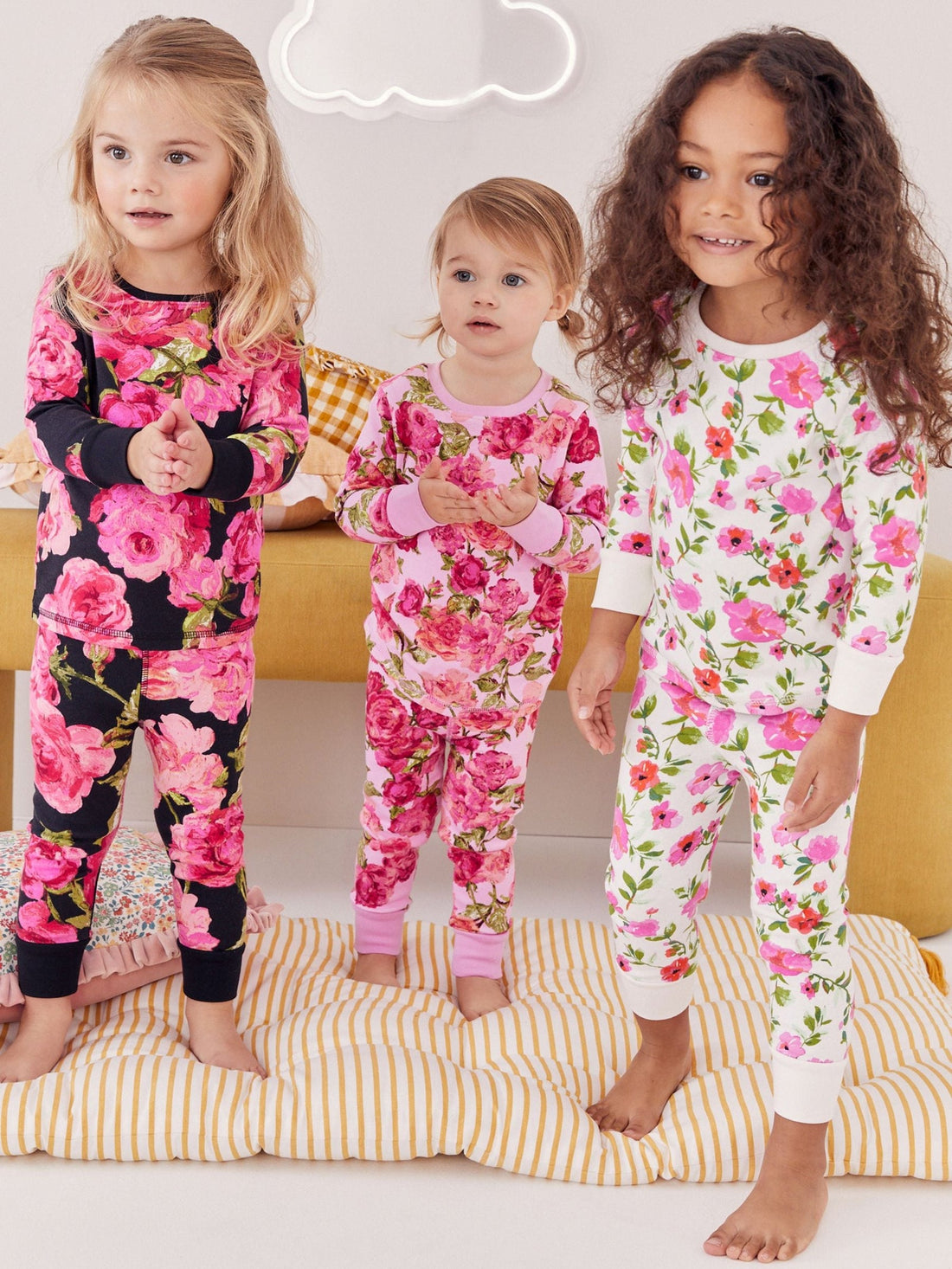 Pink/Black Snuggle Pyjamas 3 Pack (9mths-16yrs)