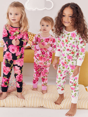 Pink/Black Snuggle Pyjamas 3 Pack (9mths-16yrs)