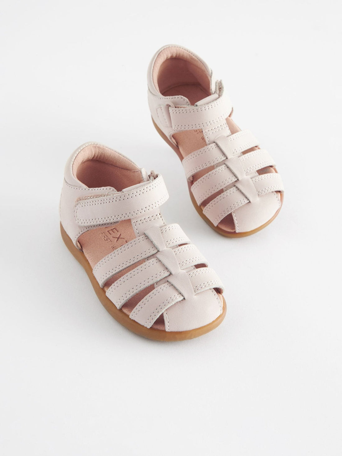Stone Standard Fit (F) Baby Touch Fastening Leather First Walker Sandals