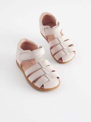Stone Standard Fit (F) Baby Touch Fastening Leather First Walker Sandals