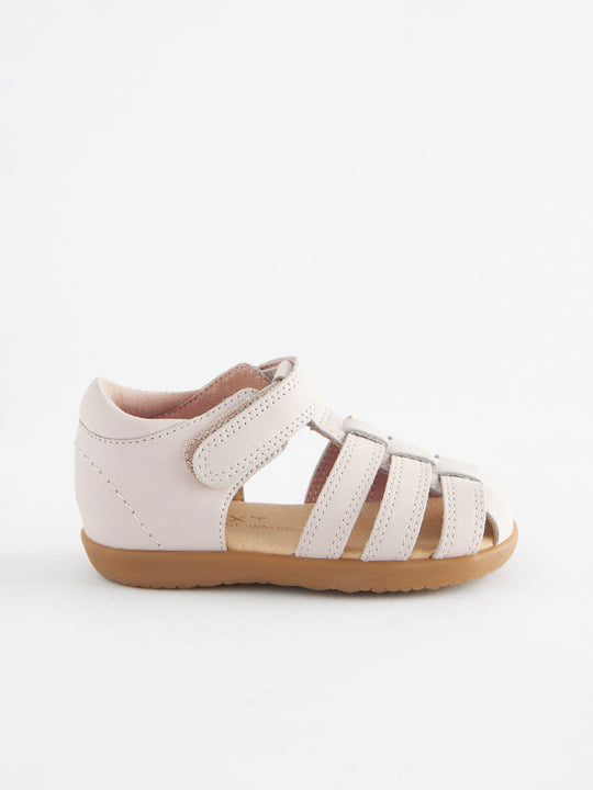Stone Standard Fit (F) Baby Touch Fastening Leather First Walker Sandals