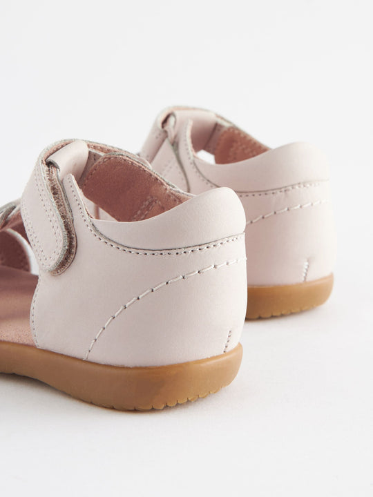 Stone Wide Fit (G) Baby Touch Fastening Leather First Walker Sandals