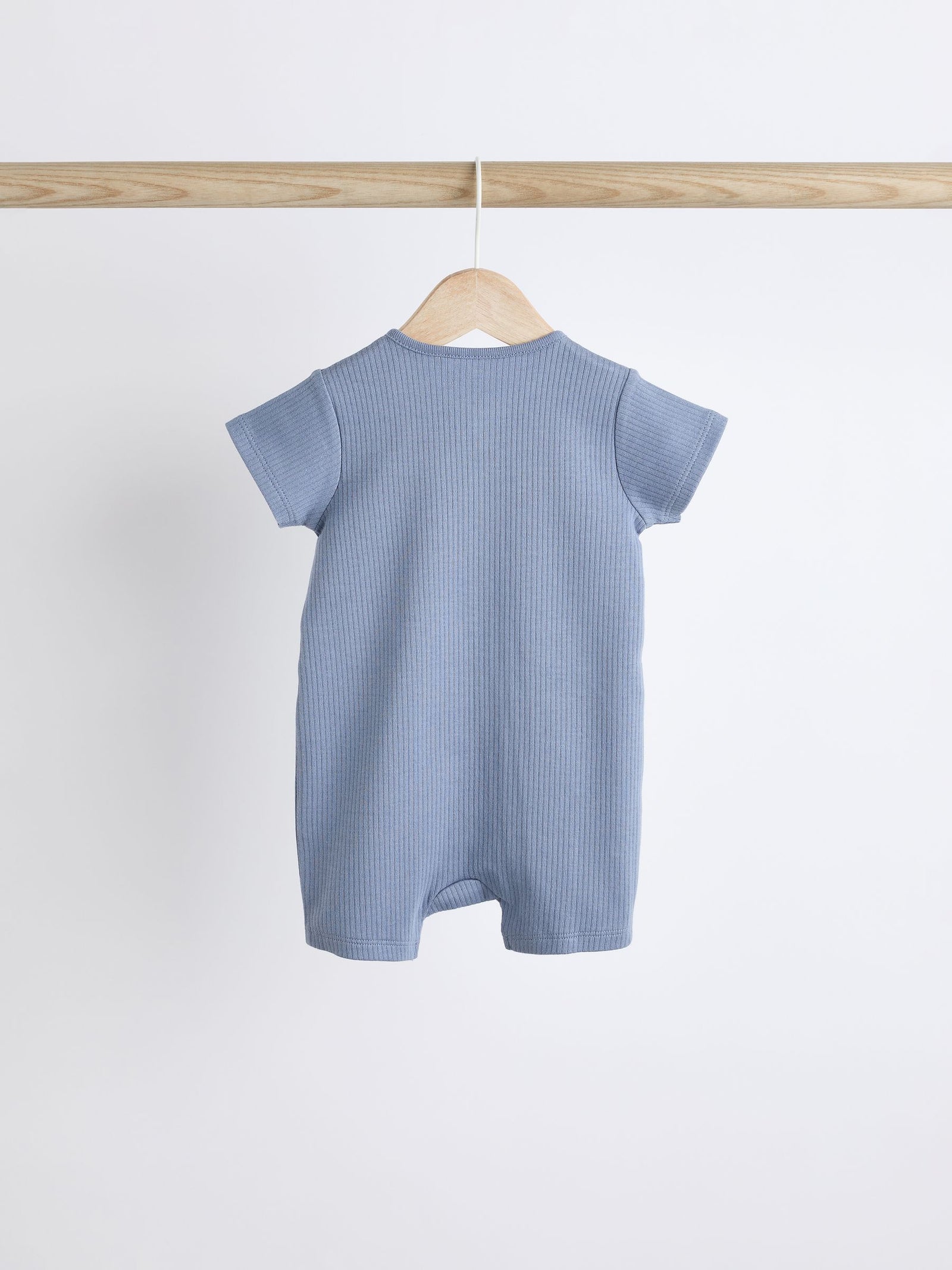Blue Baby Two Way Zip 100% Cotton Rompers 3 Pack (0-3yrs)