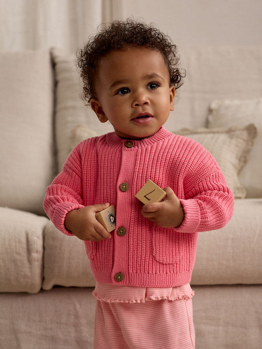 Pink Smile Embroidered Cardigan (0mths-2yrs)