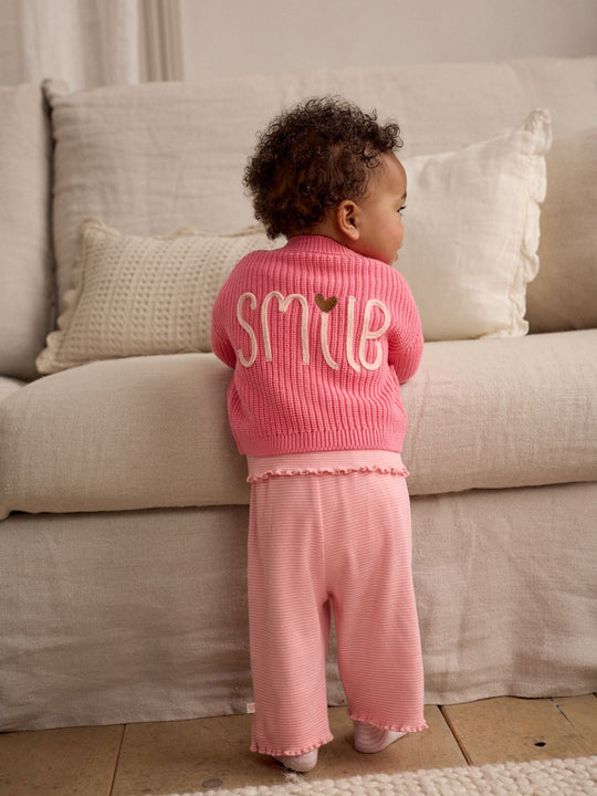 Pink Smile Embroidered Cardigan (0mths-2yrs)