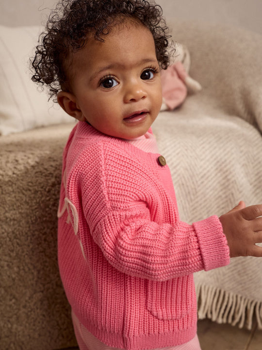 Pink Smile Embroidered Cardigan (0mths-2yrs)