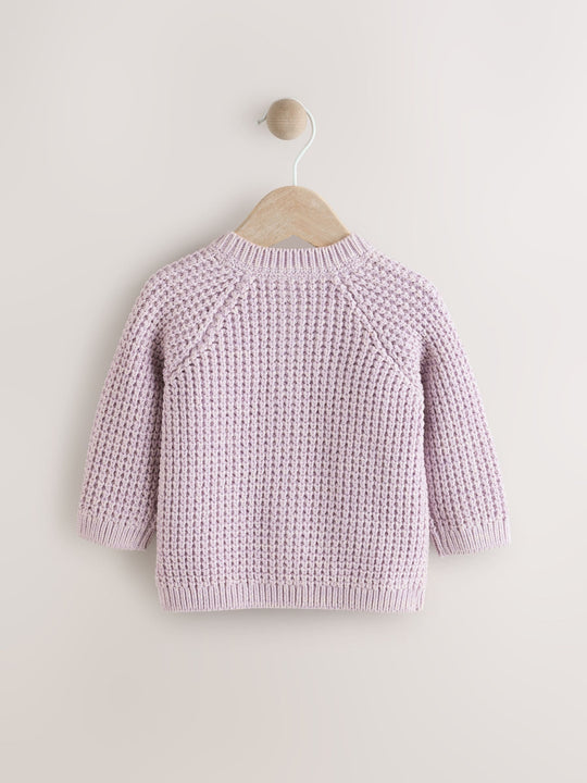 Purple and Apricot Flower Baby Embroidered Cardigan (0mths-2yrs)