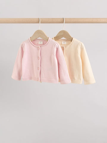 Pink/Neutral 100% Cotton Cardigans 2 Pack (0mths-3yrs)