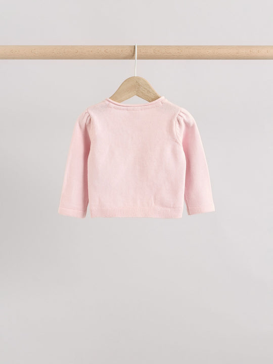 Pink/Neutral 100% Cotton Cardigans 2 Pack (0mths-3yrs)