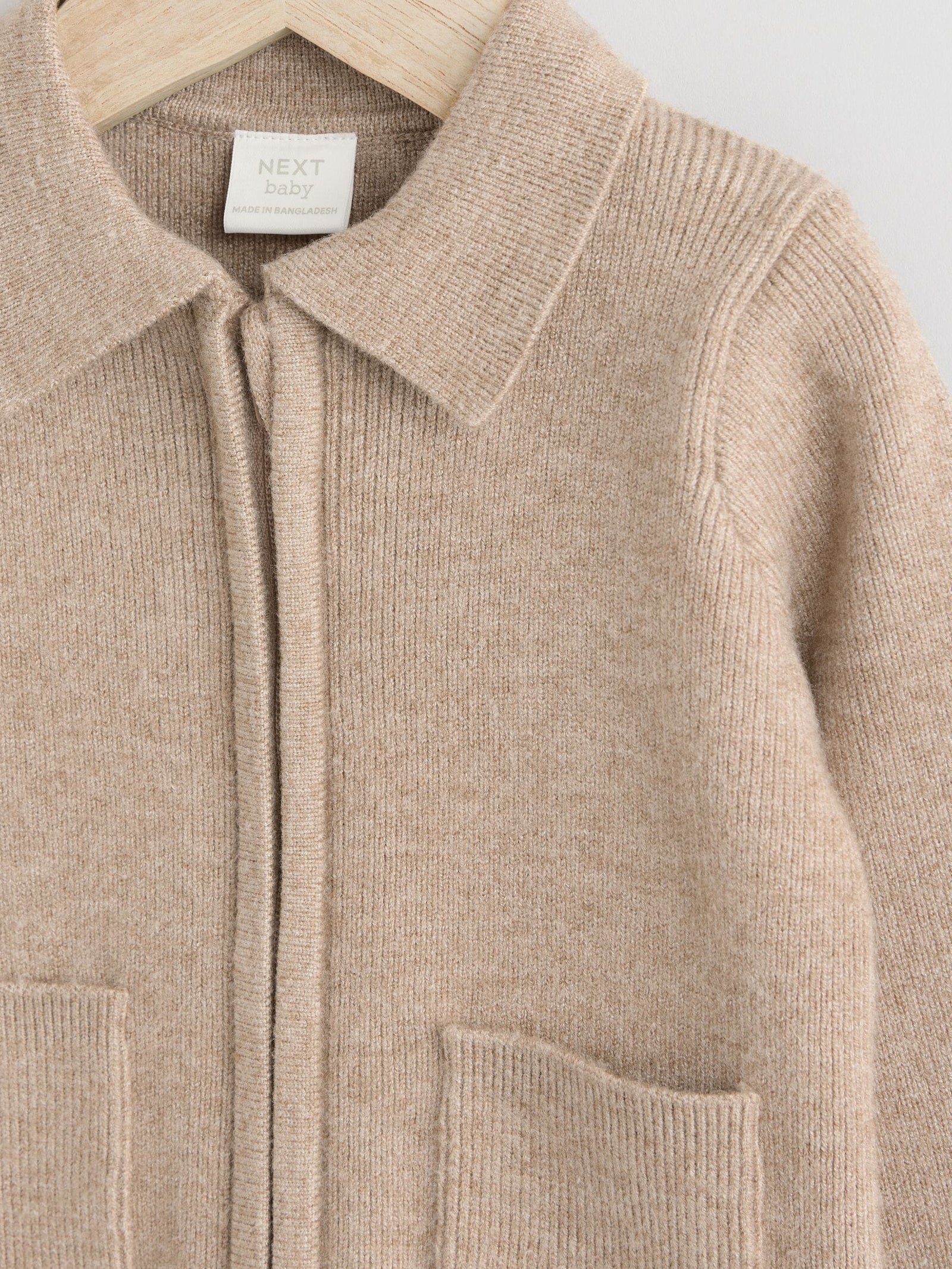 Tan Brown Zip front knitted Shacket (0mths-2yrs)