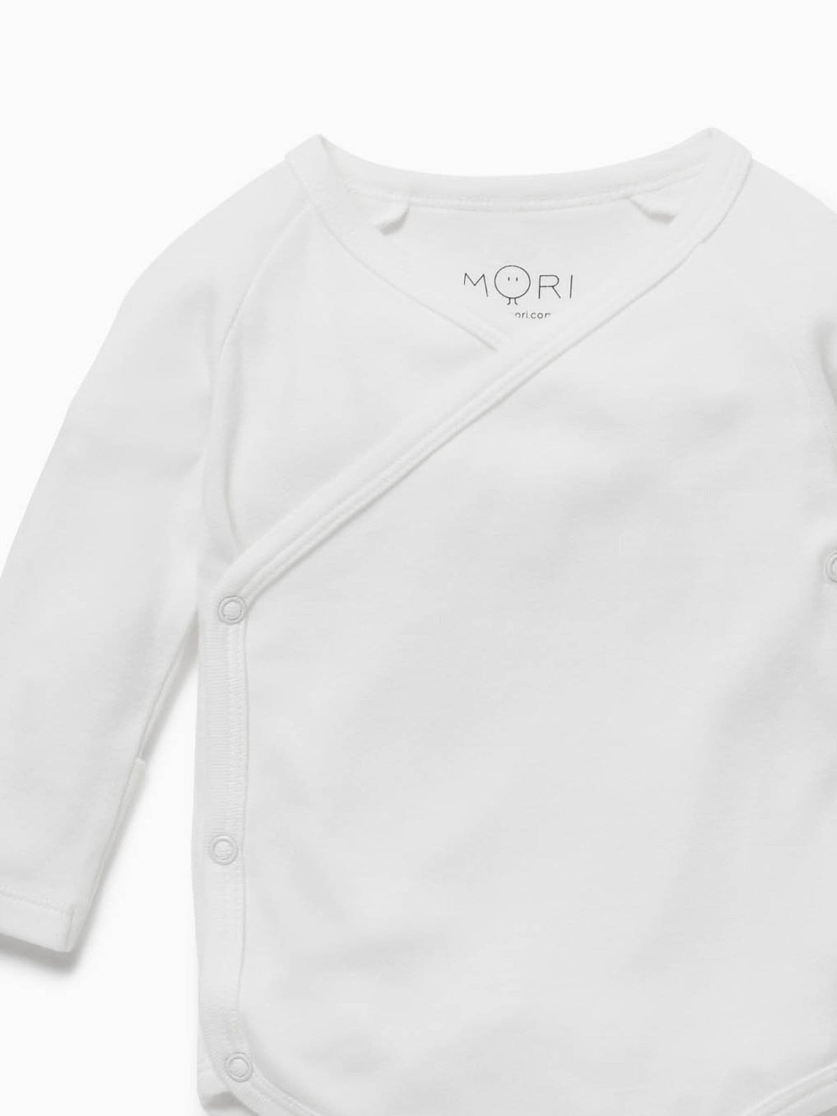 MORI White Long Sleeve Supersoft Kimono Bodysuit